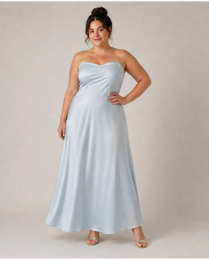 AI preview of the pale-blue satin dinner dress