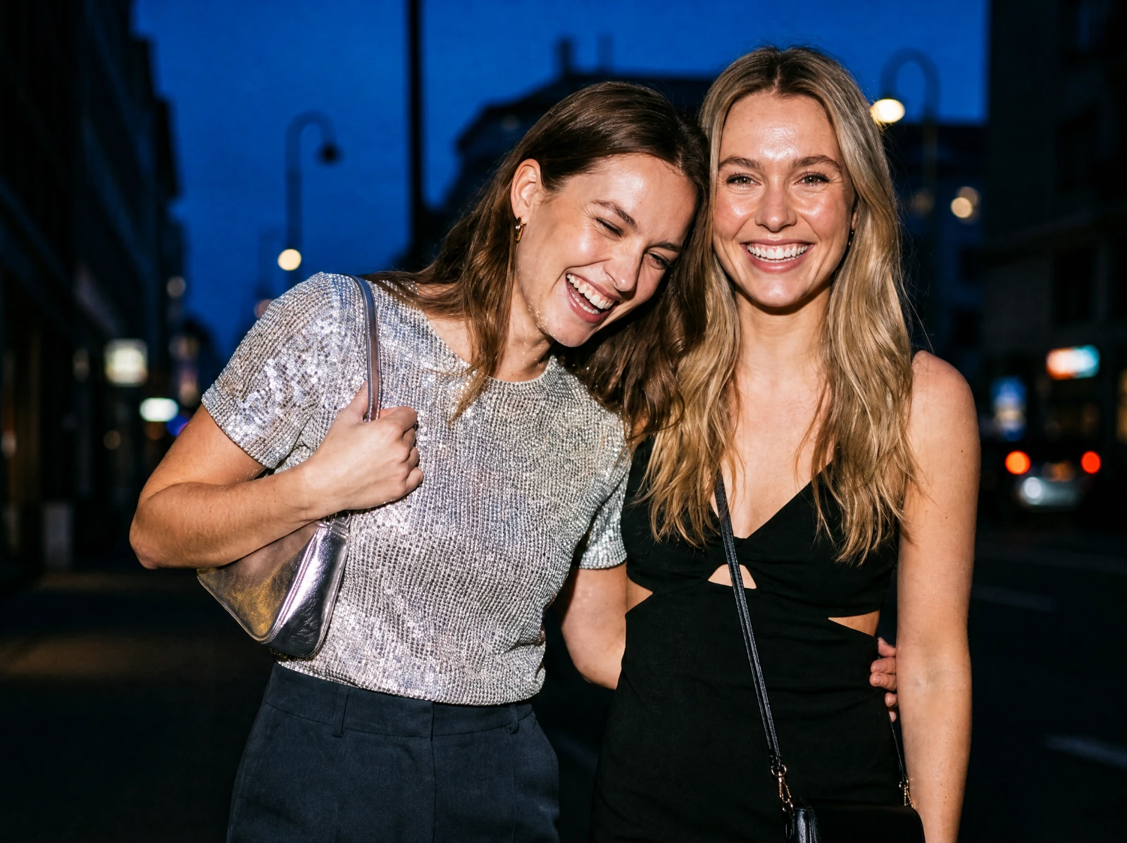 Two friends enjoying a night out